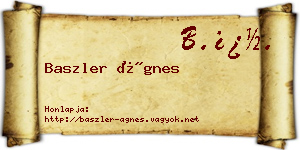 Baszler Ágnes névjegykártya